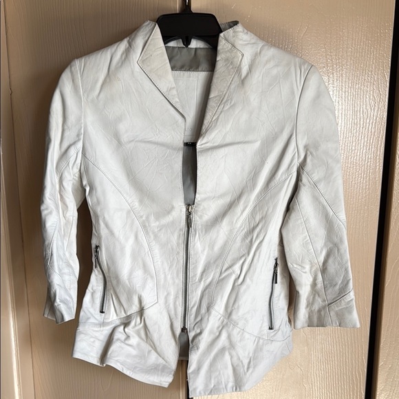 Cigno Nero Women's White Leather Jacket Sz 38 - Picture 2 of 5